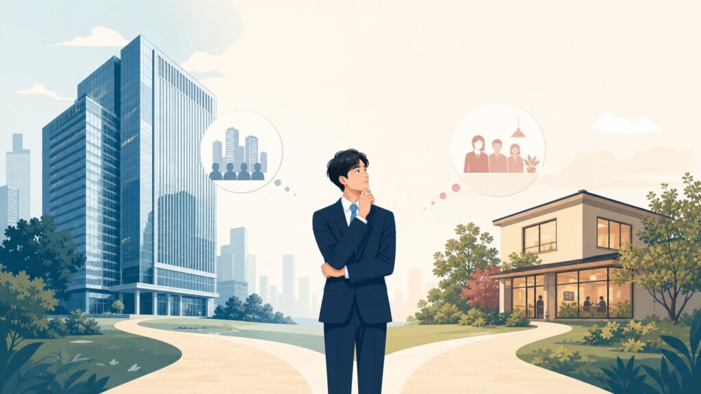 社会人6年目で転職先を比較しているイメージ
