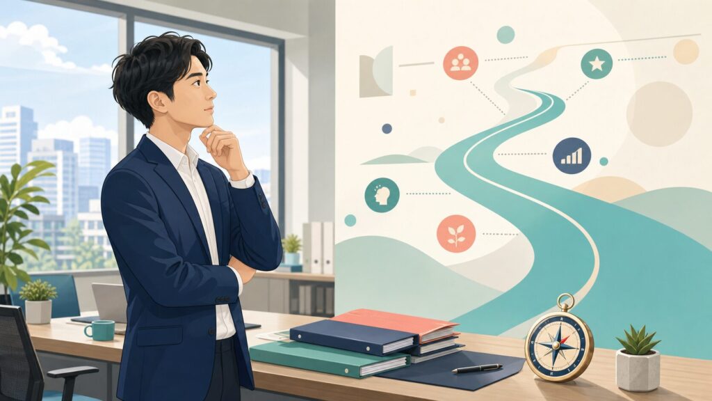 社会人8年目転職でリーダー候補と専門職の将来を考える人のイメージ