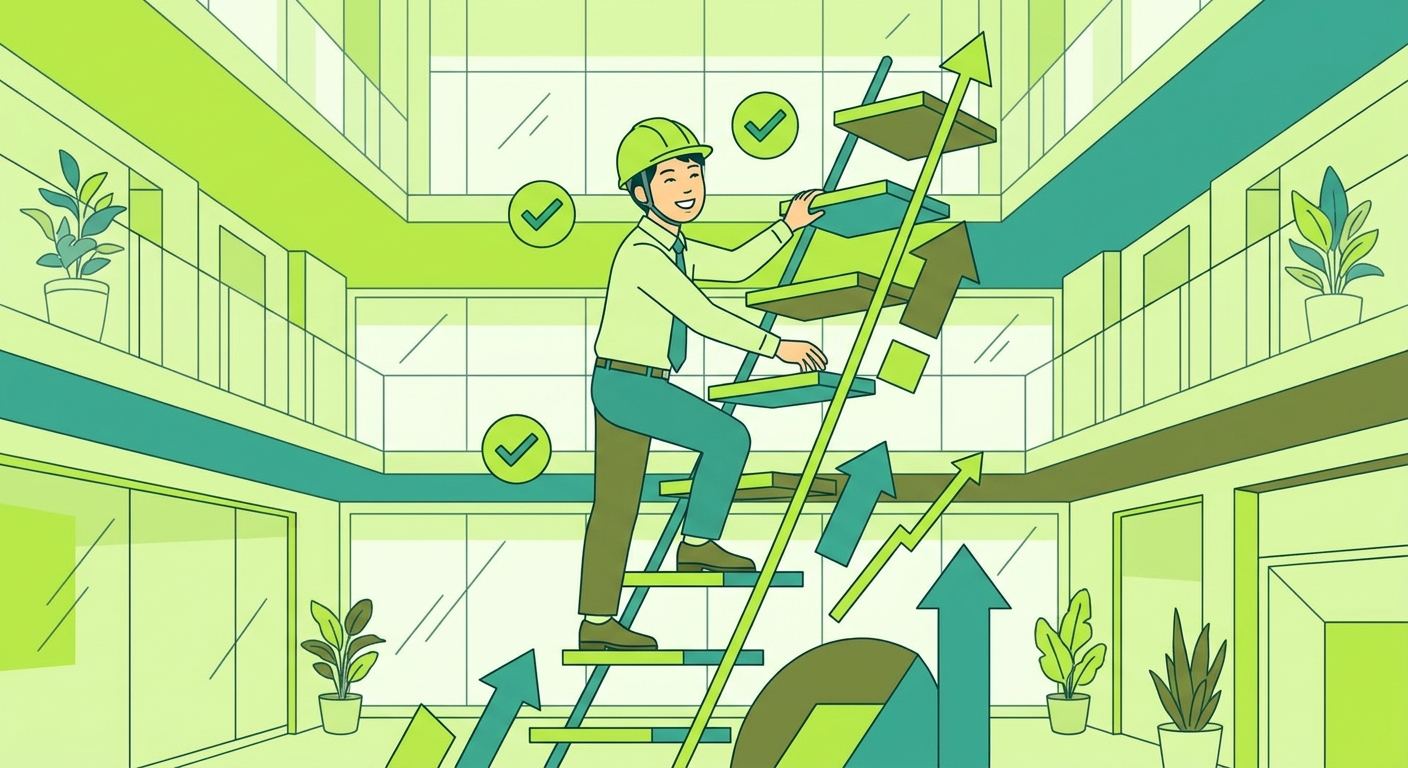 社内転職のメリット5つを示すイラスト