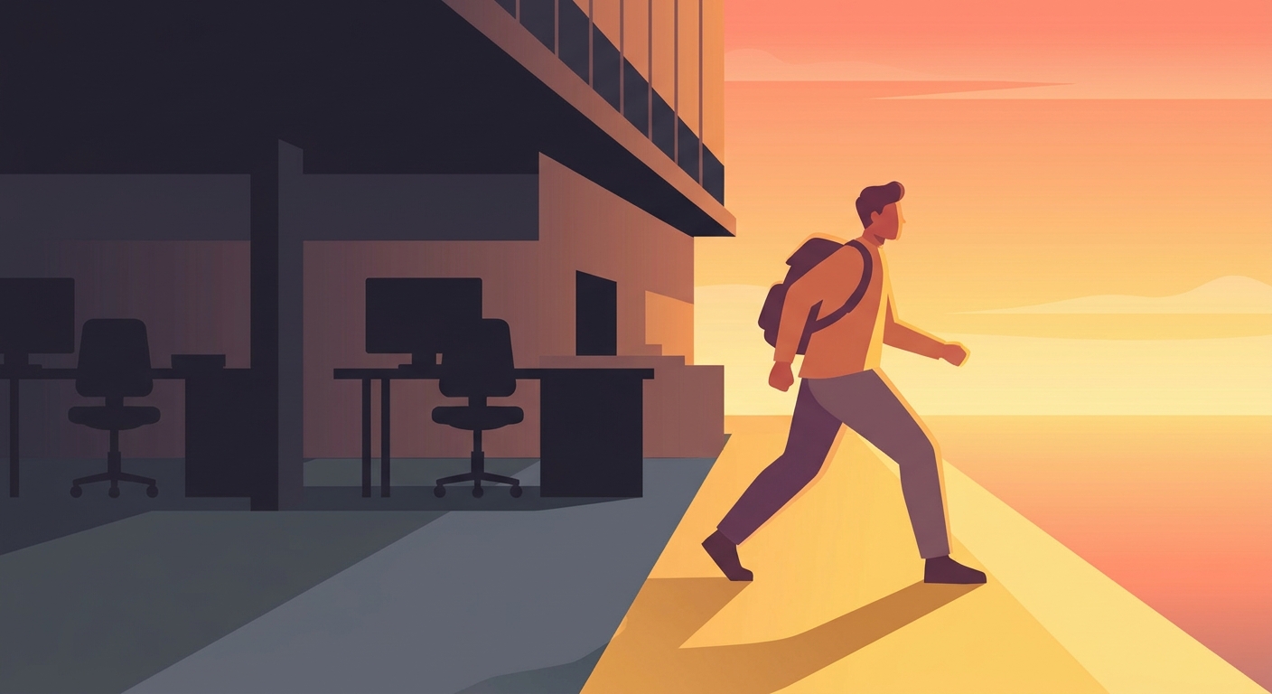 仕事辞める勇気を出す方法を実践する人のイラスト