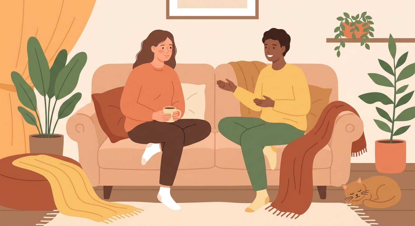 退職を決断した体験談を語り合う人たちのイラスト