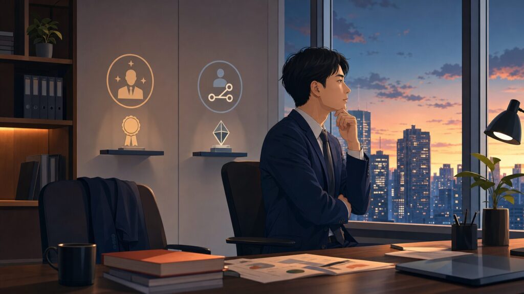 社会人9年目転職で管理職目前の将来を考える人のイメージ