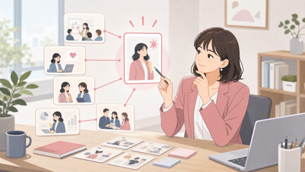 転職で自分の強みを整理しようと考える人物のイメージ