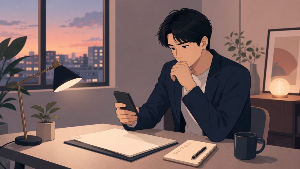 内定承諾後の辞退連絡を考える人物のイメージ