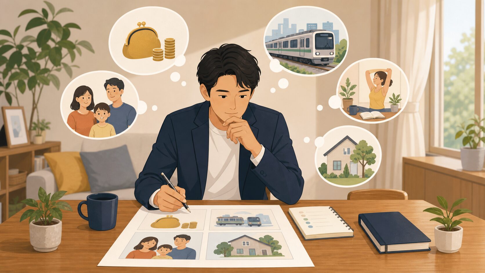 年収や生活条件を先に決めるラインの図解