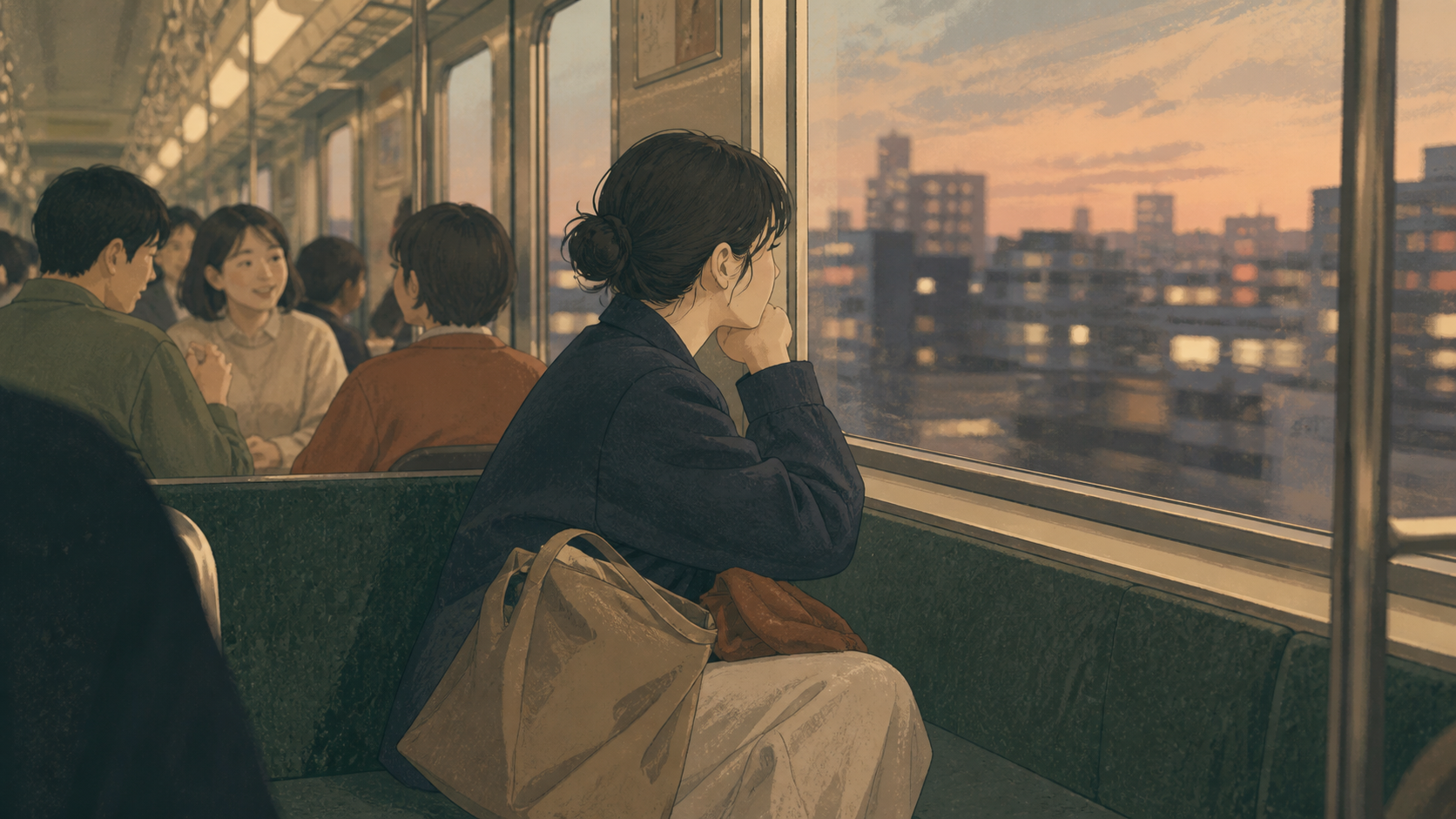 人混みの中で一人だけ内側へ引く感覚を示すアイキャッチ