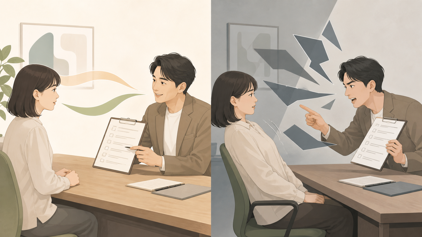 はっきり伝えることときつい言い方の違いを示す図解