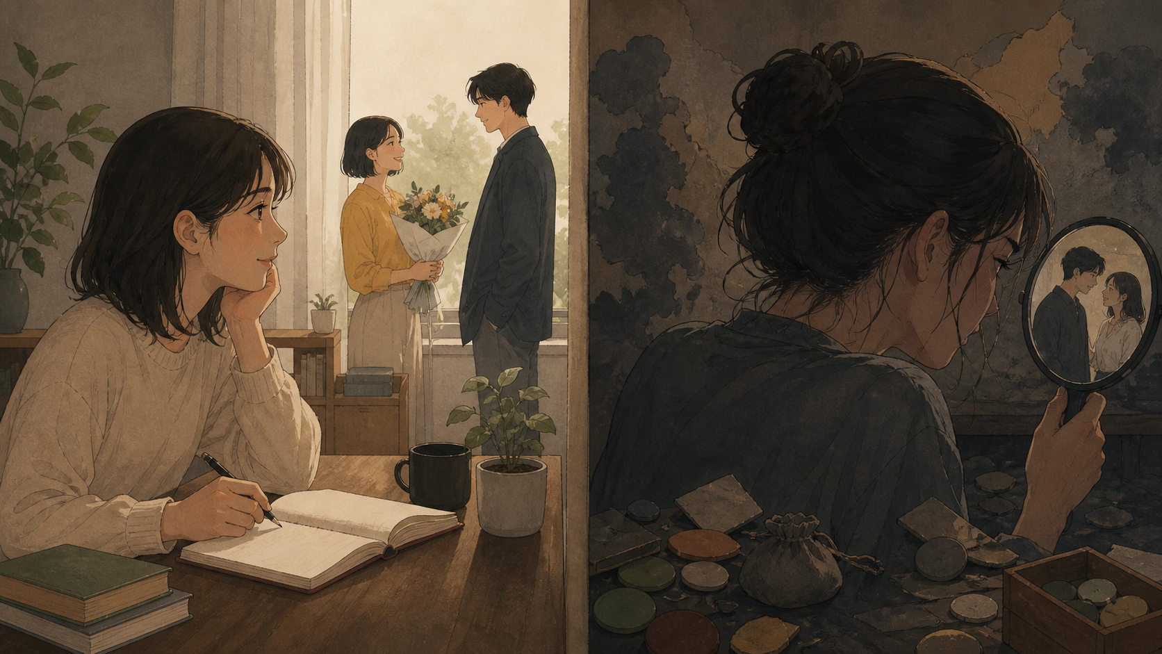 普通のうらやましさと嫉妬深さの違いを示す図解