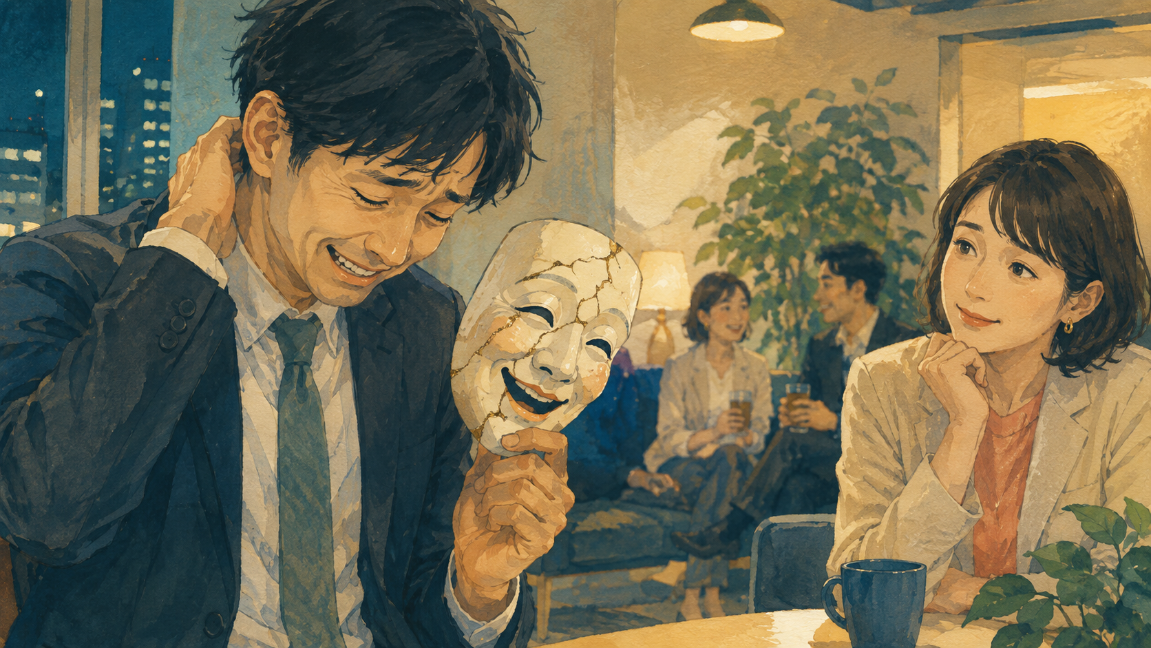 自嘲の笑顔の裏にある苦しさに気づく場面